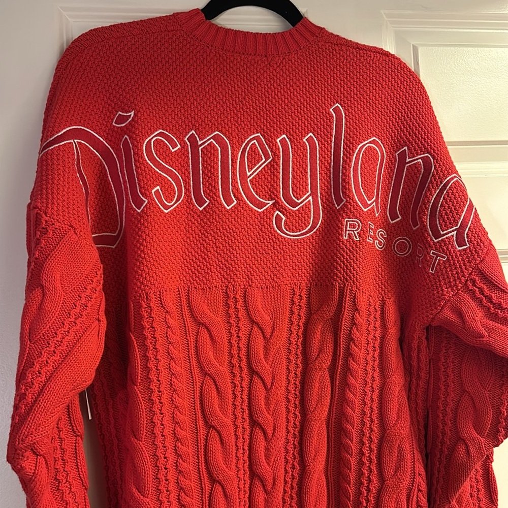 Disney Parks Red Cable Knit Spirit Jersey Sweater XSmall